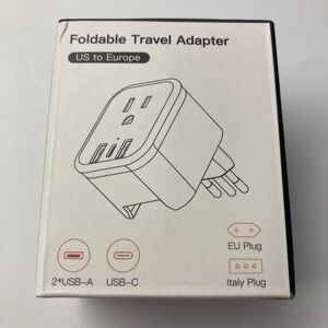 US To Europe Foldable Travel Plug. USB-A. USB-C. EU And Italy Plugs. Never Used!